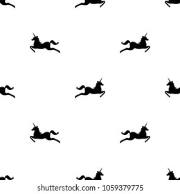 seamless fantasy pattern with   silhouette of unicorns. vector flat Magic creative ornament on white background