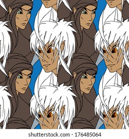 Seamless fantasy vector wallpaper./Elfs./Bitmap is available too.