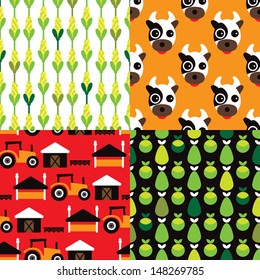 Seamless farm animal kids pattern selection background in vector 