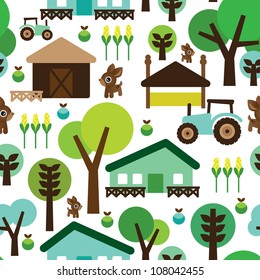 Seamless farm animals country background pattern in vector