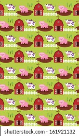 seamless farm pattern design. vector illustration