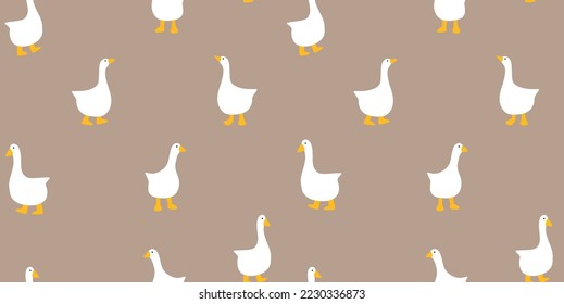 Seamless farmhouse style pattern with hand drawn geese. Countryside farm style design for print, textile, decor, celebration. Trendy abstract minimalist Goose pattern. Hand drawn vector illustration.