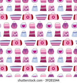 Seamless fashion bags accessories pattern in vector