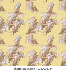 Seamless fashion beige and light blue and brown urban UFO or desert camouflage. Camo grunge repeat pattern - vector concept of modern military cloth print, wallpaper, backdrop or wrapping paper.