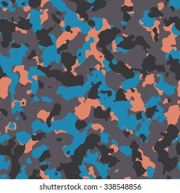 Seamless fashion black orange and blue camouflage pattern vector