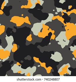 Seamless fashion black orange and gray camouflage pattern vector