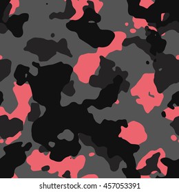 Seamless fashion black and pink large camouflage pattern vector