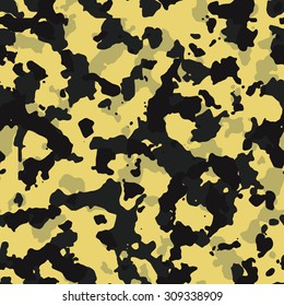Seamless fashion black and yellow camouflage pattern vector
