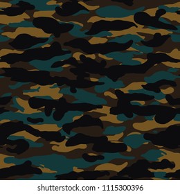 Seamless fashion blue and brown camo pattern vector