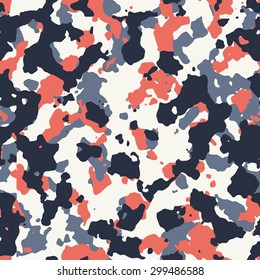 Seamless fashion blue red white and black camouflage pattern vector