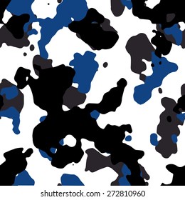 Seamless fashion blue white gray and black camouflage pattern vector