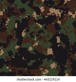 Seamless fashion classic dark digital woodland camo pattern vector