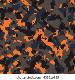 Seamless Fashion Dark And Orange Camo Pattern Vector