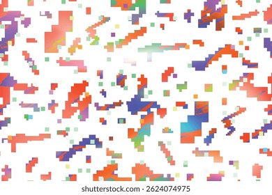 Seamless fashion digital pixel pattern.  Colorful urban camouflage pixel ornament for sport textile, girl and boy clothes, wrapping paper. Bright colors texture. Vector illustration. Glitch background