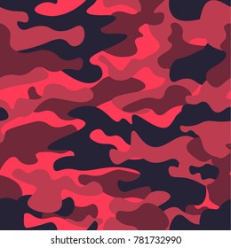 Seamless fashion elite tan red camo pattern vector.Classic clothing style masking camo repeat print. Red, white, brown black colors forest texture. Design element. Vector illustration