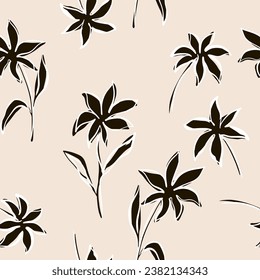 Seamless fashion floral pattern. Elegant botanical fabric texture. Vector background
