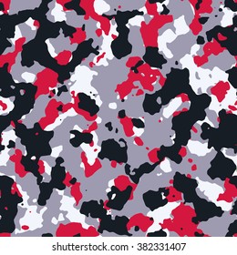 Seamless Fashion Gray And Red Camo Pattern Vector