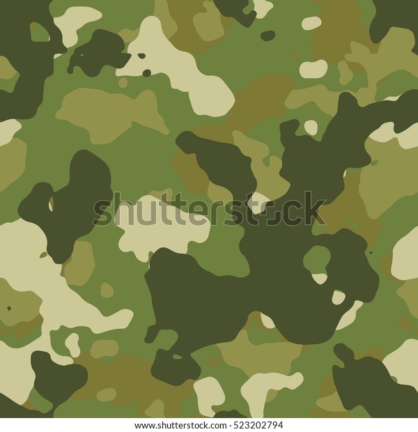 Seamless Fashion Green Woodland Camouflage Pattern Stock Vector ...