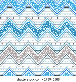 Seamless Fashion Horizontal Chevron Pattern in Blue Colors