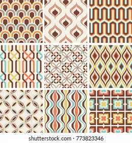 Seamless fashion nostalgic geometric pattern. Retro textile print in vector format. Perfect for Cushion/Pillow Cover
