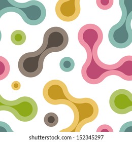 Seamless Fashion Pattern with Colored Drop Shapes on White. Vector Background for Textile Design