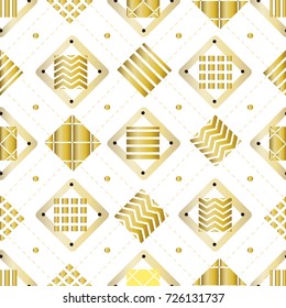 seamless fashion pattern with confetti golden square on white background