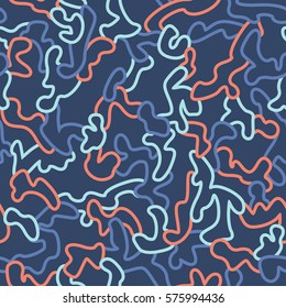 Seamless fashion pattern with curved elements. Abstract color ornate texture. Vector background. Modern line ornament. Design for print, fabrics, textile, wrapping paper, wall paper, invitation cards.