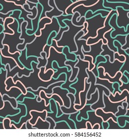 Seamless fashion pattern with curved elements. Abstract color ornate texture. Vector background. Modern line ornament. Design for print, fabrics, textile, wrapping paper, wall paper, invitation cards.