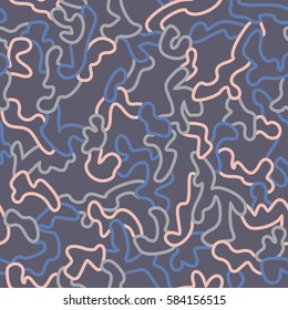 Seamless fashion pattern with curved elements. Abstract color ornate texture. Vector background. Modern line ornament. Design for print, fabrics, textile, wrapping paper, wall paper, invitation cards.