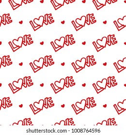 Seamless fashion pattern with love and hearts. Comic vectorretro pattern for postcard. Pattern for wrapping paper, scrapbook. Valentines day white background.