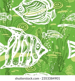 Seamless fashion pattern on a marine theme, for design, wallpaper, exotic fabric, wrapping, 