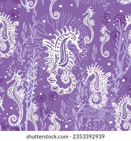 Seamless fashion pattern on a marine theme, for design, wallpaper, exotic fabric, wrapping, 
