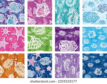 Seamless fashion pattern on a marine theme, for design, wallpaper, exotic fabric, wrapping, 