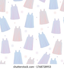 seamless fashion pattern on white background with multicolour stripe dress