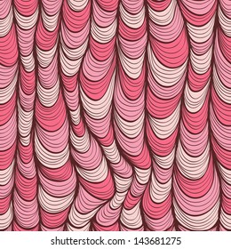 Seamless fashion pink pattern with hand drawn abstract waves