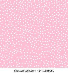 	
Seamless fashion pink polka dot pattern. Modern fashionable template for design. Abstract childish texture for fabric, textile, wallpaper, pattern. Dalmatian spots wallpaper. Vector 