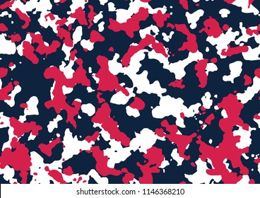 Seamless fashion red blue and white urban horizontal camouflage pattern vector