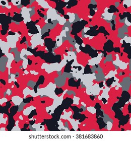 Seamless Fashion Red And Gray Camo Pattern Vector