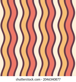 Patrón vectorial rayado de moda sin fisuras. Repitiendo regularmente líneas onduladas, rayas. Colores pasteles. Ilustración de color.