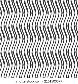 Seamless fashion striped vector pattern. Wavy lines, stripes. Black stripes, isolated on white background. Monochrome illustration.