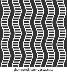 Seamless fashion striped vector pattern. Wavy striped lines, stripes. Black and white colors. Monochrome background.