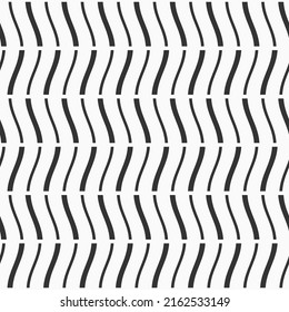 Seamless fashion striped vector pattern. Wavy lines, stripes. Black stripes, isolated on white background. Monochrome illustration.