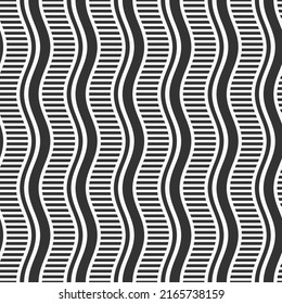 Seamless fashion striped vector pattern. Wavy striped lines, stripes. Black and white oriental background.