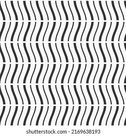 Patrón vectorial rayado de moda sin fisuras. Líneas onduladas, rayas, aisladas de fondo blanco. Fondo blanco y negro.
