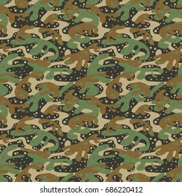 Seamless fashion textile camouflage pattern.Hand drawn ink artistic trendy background. Expressive ornament for sport, hunting clothing