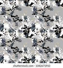 Seamless fashion white, gray and black urban camouflage. Camo pattern - vector concept of military cloth print, wallpaper, backdrop or wrapping paper.