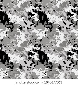 Seamless fashion white, light grey, dark gray and black urban camouflage. Camo pattern - vector concept of military print, wallpaper, backdrop or wrapping paper.