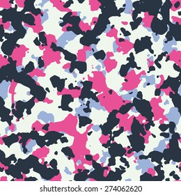 Seamless fashion white pink purple and black camouflage pattern vector