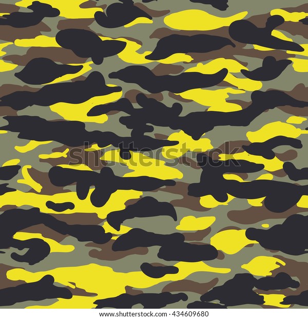 Seamless Fashion Wide Woodland Yellow Camo Stock Vector (Royalty Free ...