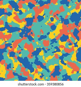 Seamless fashion yellow blue and red camouflage pattern vector